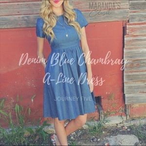 Denim Blue Chambray A-Line Dress